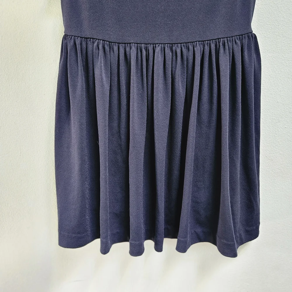 Polo Ralph Lauren Girls Collared Crepe Dress Navy Blue Size 5 Schoolgirl Preppy